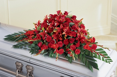 Red Splendor Casket Spray